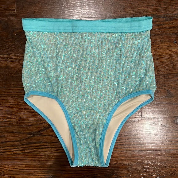 NWT EASTNWEST LABEL FESTIVAL SEQUIN HIGH RISE BOTTOMS SZ M Z130-30 - Picture 1 of 2